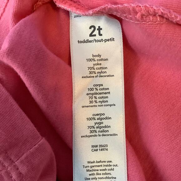 Carter’s Pink Lace Detail Cap Sleeve Tee Girls Size 2T - Picture 5 of 5